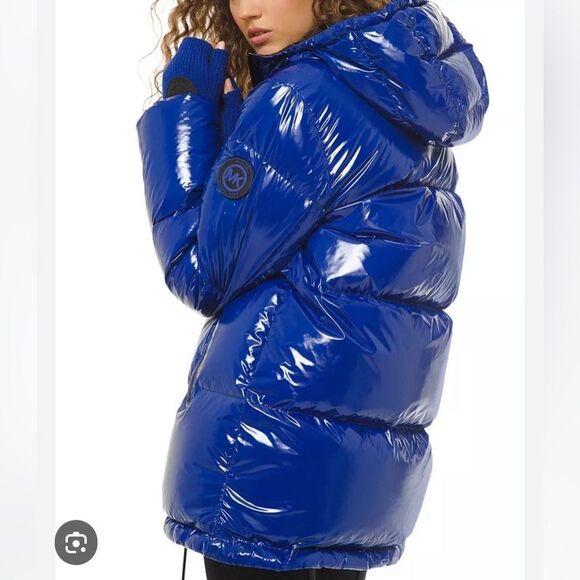 Michael Kors Jackets & Blazers - Michael Kors Blue Puffer With Hood Crop Jacket